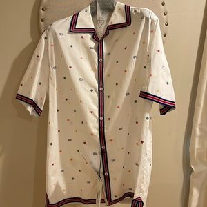 Gucci Men’s Cotton Striped Ribbon short sleeved shirt